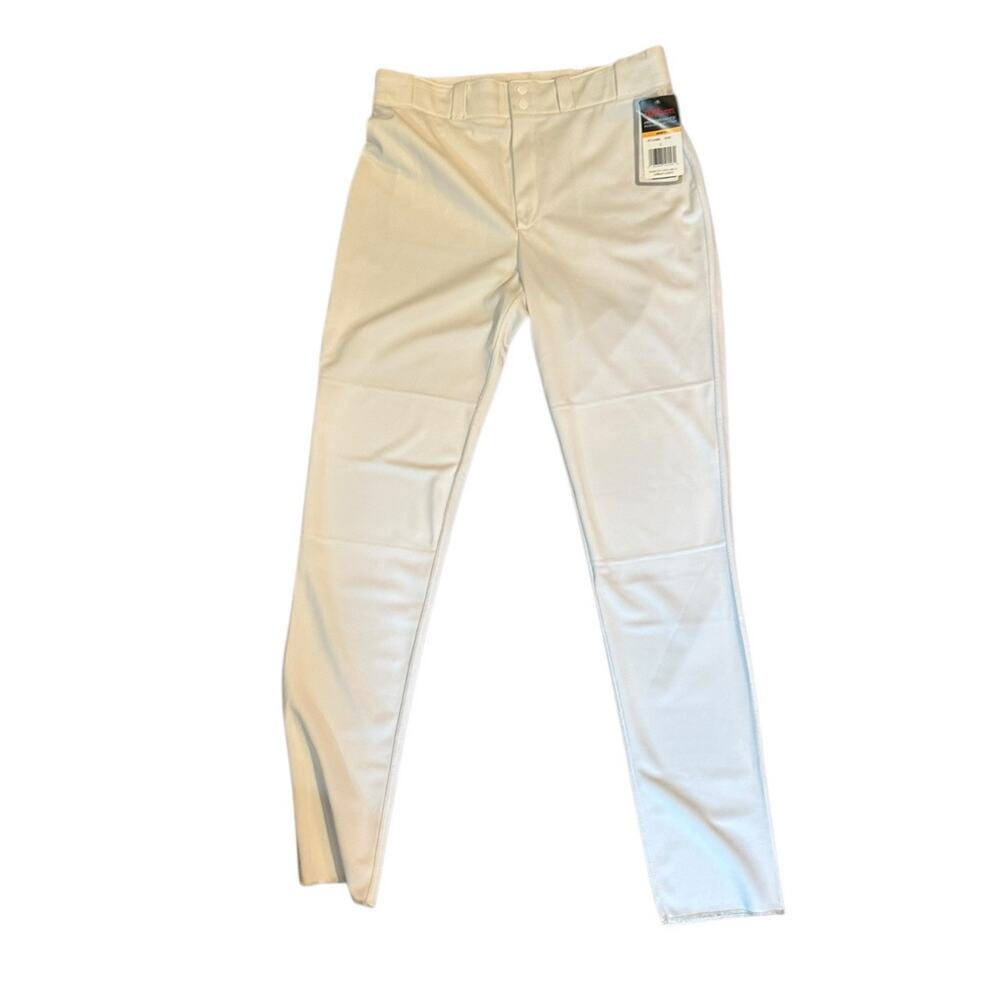 NEW White Wilson Baseball Pants Relaxed Full Leg Wicking Elastic Waist Men's LRG - Picture 2 of 7